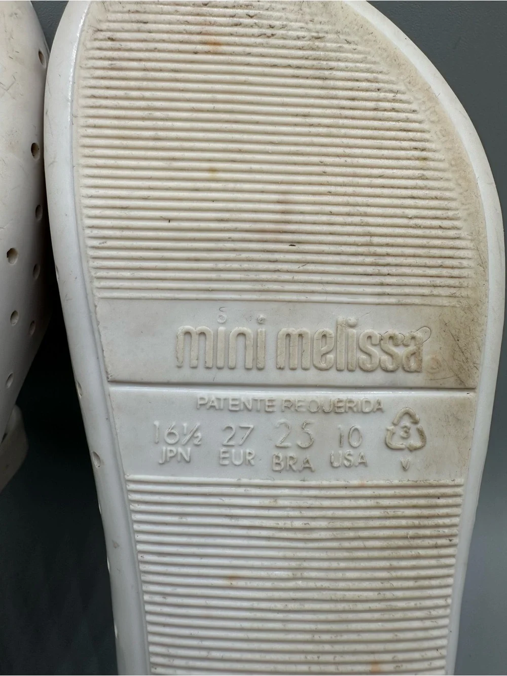 Mini Melissa Furadinha XII Mary Jane Jelly Flats Girls 10 White Floral